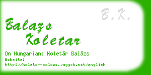 balazs koletar business card