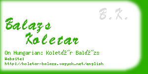 balazs koletar business card